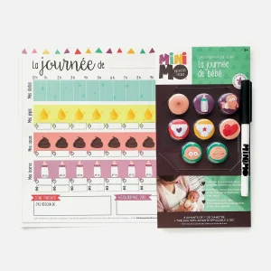 8 aimants - crayons et tableau La journée de bébé